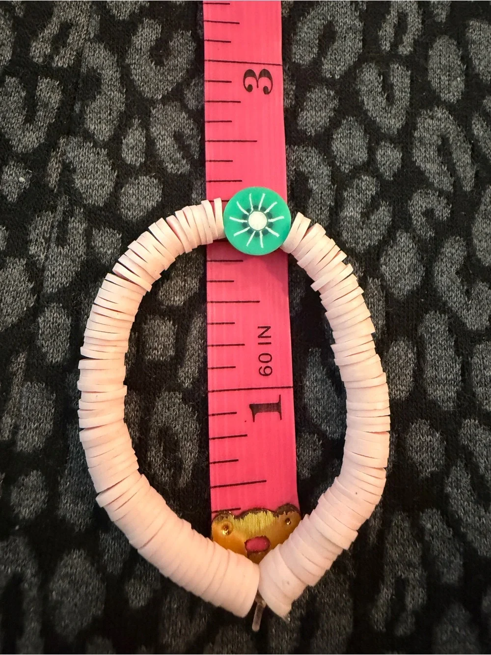 Kids Kiwi Bracelet With Pink Circle Beads